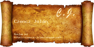 Czencz Jolán névjegykártya