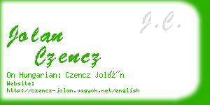 jolan czencz business card